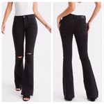 American Eagle super stretch hi rise slim flare black denim jeans size 14 short Photo 1