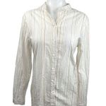 Promod White Striped Button Down Long Sleeve Career Office Blouse Shirt Top 10 Photo 0