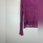 Free People  Crochet Open Knit Long Sleeve Cropped Boho Beach Sweater Sz S Photo 2