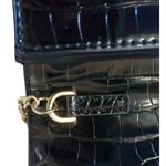 Topshop Black Crocodile Gold Panther Clasp Crossbody Clutch Bag Photo 3