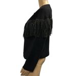 Rockin G Black Rhinestone Fringe Open Front Coastal Cowgirl Jacket Womens Small Photo 3
