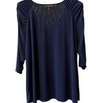 Susan Graver  Artisan Womens Size US 1X Beaded Tunic Shirt Ruffle Shoulders City‎ Photo 0