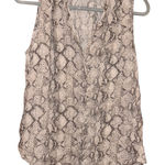 Bella Dahl Snakeskin print v neck tank top grey beige size large Photo 0