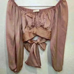 O. Vianca  Women’s Long Sleeves Ruched Wrap‎ Cropped Top Size M Photo 0