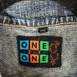 One by One Womens Denim Jacket Vintage Retro Trucker Medium Wash Fading US L Blue Size L Photo 2
