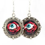 Handmade Gothic Victorian "Beauty is in the Eye of the Beholder" Rose Eyeball Earrings Photo 3