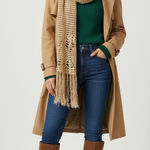 Loft  Womens Fringe‎ Scarf Metallic Gold Crochet Open Weave Lightweight Shawl Photo 0