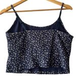 Old Navy  Floral Print Ribbed Crop Top Navy Blue Sleeveless Tank Top Casual‎ Photo 4
