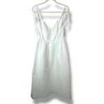 Lulus  NWOT Exceedingly Dreamy White Textured Woven Floral Tie-Strap Midi Dress Photo 2
