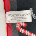 Vintage Christmas Scarf Candy Canes Square Sheer Stripes Holiday Red Black Photo 6