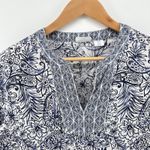 Sigrid Olsen  100% Linen Tunic Top Blue White Floral Paisley Print‎ Medium Luxury Photo 1
