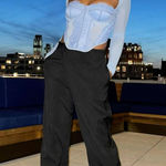 Micas  Draped Wrap Straight Leg Suit Sz XL Pants Photo 0