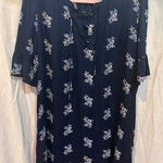 Old Navy  Navy Blue Floral Print Lace Up Ruffle Sleeve Tunic Dress Women's Size L Photo 0