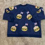 Queen of Sparkles Navy American Burger Fourth of July Sweatshirt XXL NWOT Blue Photo 8