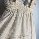 American Eagle Cream Square Neck Crinkle Tiered Sundress Flowy Easter Resortwear Photo 2