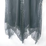 Scala  M Witchy Fairygoth Silver Beaded on Black Evening Top Photo 1