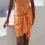 Baobab Marea Satin Mini Cover Up Wrap Dress One Shoulder Blossom Peach Small Orange Photo 0