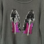 Juicy Couture Dark Grey Sequins Heels Long Sleeve Sweater Shirt Top **Size M** Photo 2