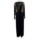 Vintage AHNI Velvet Tapestry Embroidered Maxi Dress ART TO WEAR Plus Size 2 NEW Black Photo 2