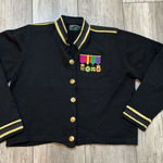 Vintage Military Style Cardigan Black Gold Trim Embroidered Medals L Large‎ Photo 0