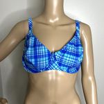 Vintage Christina Krista Blue Plaid Bikini Top Size 14 Photo 7