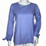 J. Crew Shirt Womens‎ XS Blue Bow Sleeve Peek A Boo Blouse Preppy Office Casual Photo 0