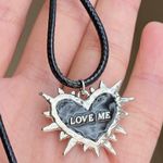 Handmade grunge street funky y2k style spike “LOVE ME” heart necklace🌿✨ Photo 2
