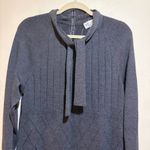 St. John  Collection Gray Tie Neck Knit Sweater Dress Long Sleeve Photo 1