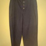 J Crew Factory Navy Wide Leg Button Front Pant Slub Cotton Cropped Trouser SZ 27 Blue Photo 0