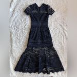 Self Portrait Black Cut Out Lace Layered Midi Dress Size 0 Photo 12