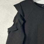 ZARA  Black Textured Cold Shoulder Ruffle Long Sleeve Top Women Size L Photo 4