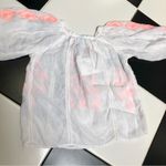 Melissa Odabash Embroidered Peasant Blouse Crop Top White Neon Coral Summery sz8 Photo 11