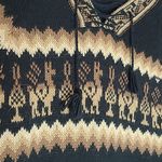 IMPORTED SOUTH AMERICAN MADE IN MEXICO ALPACA KNIT PRINTED PULLOVER HOODIE M Black Size M Photo 3
