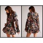 Ted Baker ππ Hendria Ruffled Crepe Mini Dress ~ Black Floral Print 4-6 US NWT Photo 2