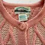 Aran Crafts Coral Merino Wool Button Up Cardigan Cable Sweater Size MEDIUM Photo 7