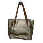 Michael Kors Metallic Gold Signature Monogram Jet Set Travel Tote Bag Photo 2