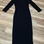 ZARA  knit midi dress Front cutouts Long sleeved Black Size S NWT Stretchy Sleek Photo 0