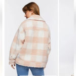 Forever 21 NWT Faux Fur Plaid Jacket Dusty Pink/Cream Plus Sz 2X Photo 2