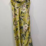 Mable Isabela Satin Tropical Floral Asymmetrical Midi Dress Yellow Medium Photo 0