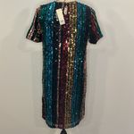 Francesca's NWT Francesca’s Mi Ami sequin multi rainbow shift mini dress M Photo 2