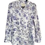 Cynthia Rowley  Linen Lavender Floral Button Down Shirt 2X Photo 0