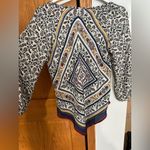 Heart soul  Geometric Print Blouse in Black, Cream, and Blue Photo 1