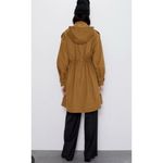 ZARA  Cotton Oversized Drawstring Trench Coat‎ Women XS Camel Brown Granolagirl Photo 13