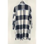 KIRUNDO‎ Black White Women's Flannel Plaid Shirts Jacket Shacket Knee Length Photo 5