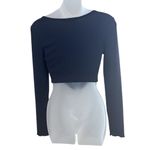 SheIn Blue Tie Dye Long Sleeve Rib Knit Crop Top Size Small Photo 2