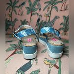 Betsey Johnson Betsy Johnson Faegan Denim PVC Floral Platform Chunky Daisy Wedge Sandals 8M Photo 5