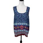 Speed Limit MPH Blouse Plus Size 2X Sheer Split Racer Back Over Top Floral Aztec Blue Photo 11
