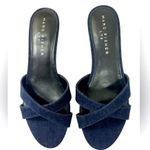 Marc Fisher Women’s 8.5 NWOT Denim Slide Kitten Heel Crisscross Strap Sandals Photo 0