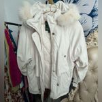 Larry Levine Women's Cream Fox Fur Hooded Jacket Photo 1