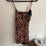 Ultra Flirt Floral Ruched Mini Dress Spaghetti Strap Tie Front Brown Pink Size M Photo 7